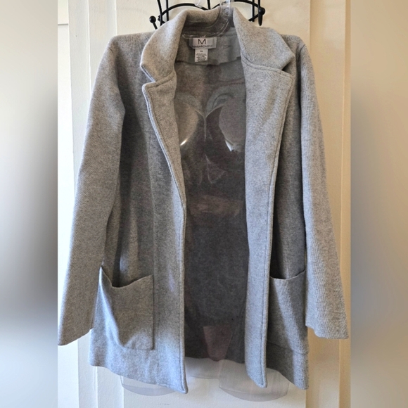 MAGASCHONI Wool Blend Open Front Sweater Blazer Cardigan Heather Gray - Picture 1 of 6